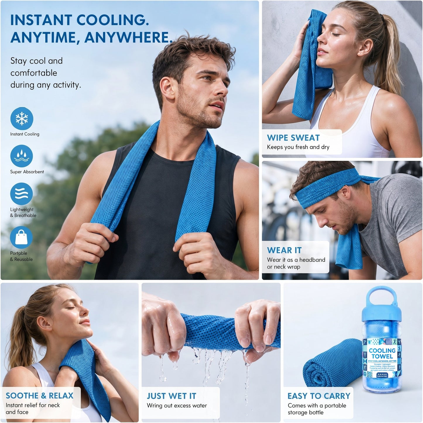 LUCKYSONG® Reusable Cooling Sweat Towel