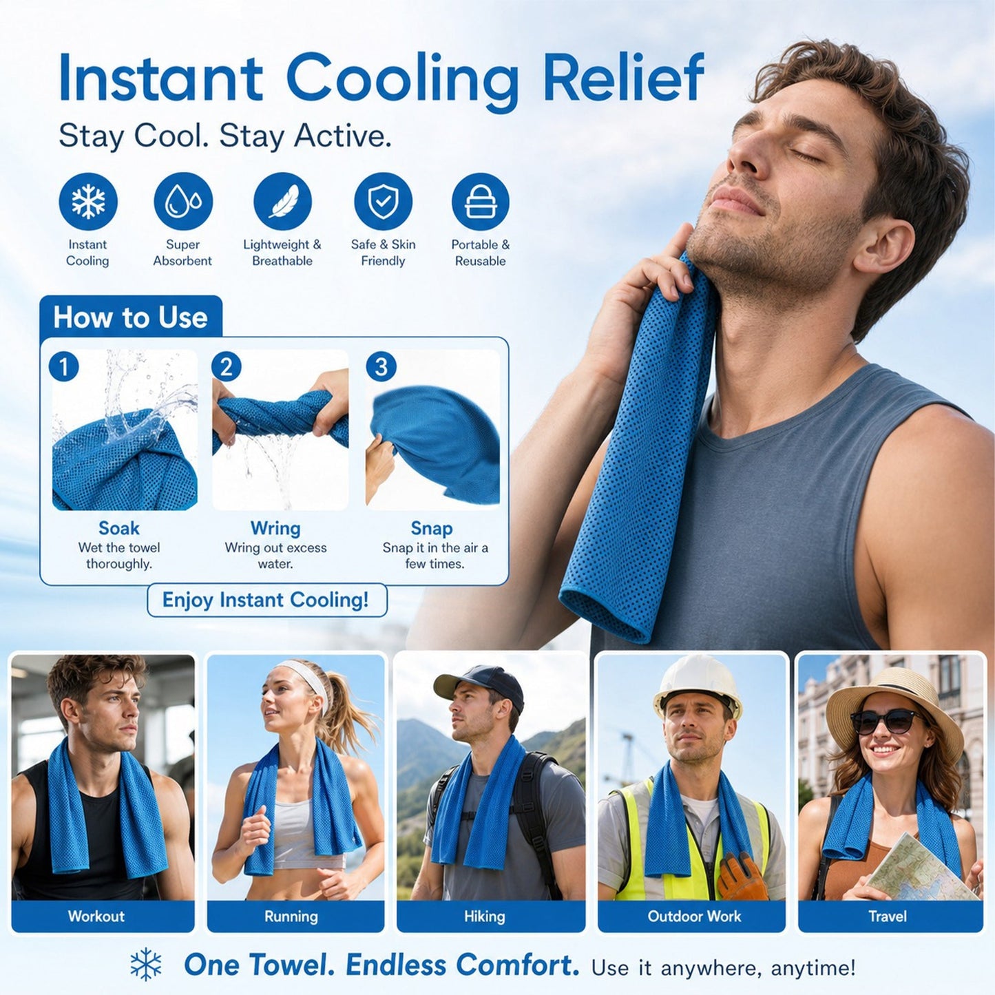 LUCKYSONG® Reusable Cooling Sweat Towel