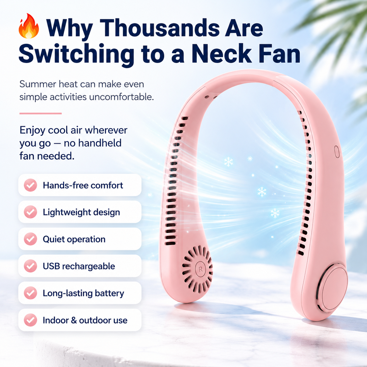 Billhol® Portable Rechargeable Neck Fan