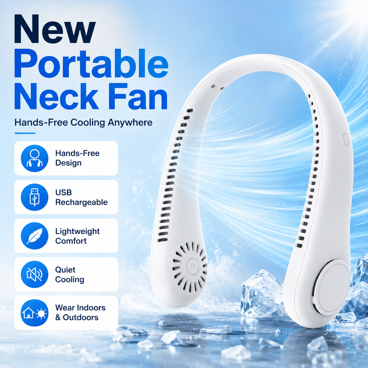 Billhol® Portable Rechargeable Neck Fan