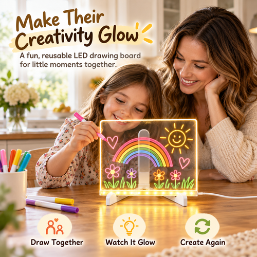 Toaimer® Creative Rewritable Acrylic LED Message Board 🎨 (set come with 7 Pens) upsell