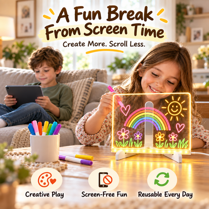 Toaimer® Creative Rewritable Acrylic LED Message Board 🎨 (set come with 7 Pens) upsell