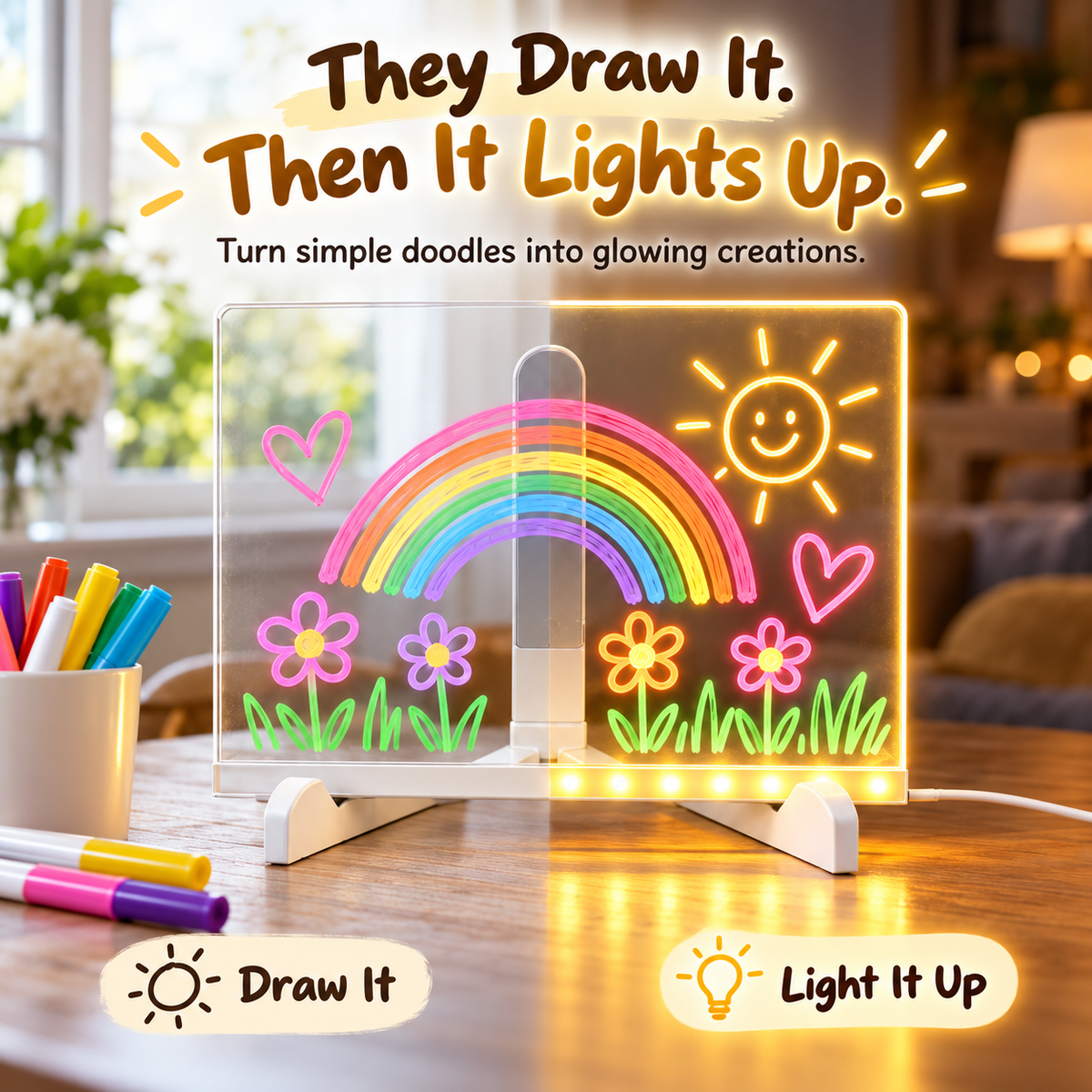 Toaimer® Creative Rewritable Acrylic LED Message Board 🎨 (set come with 7 Pens) upsell