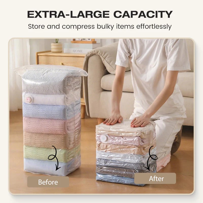 Large-capacity no-pump vacuum storage bag