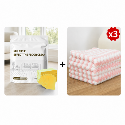 Yellow-Osmanthus floor cleaning sheets with three microfiber cleaning towels